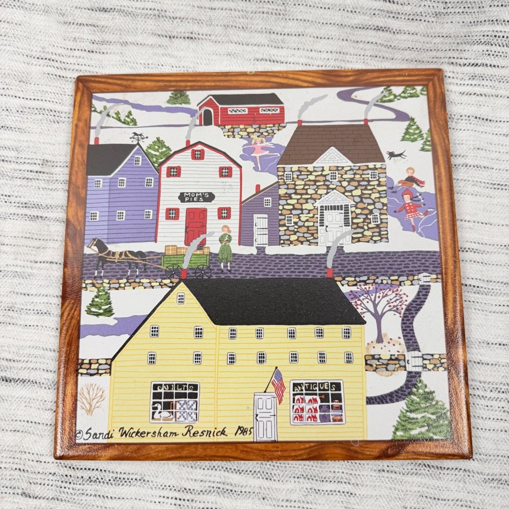 Sandi Wickersham Resnick Tile Outdoor Winter Scene 1985 8" Square‎